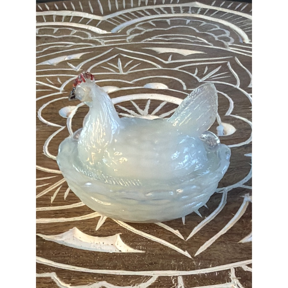 Vallerysthal Milk Glass Hen on Nest (HON) Salt Dip – Mini French Glass 2.5"